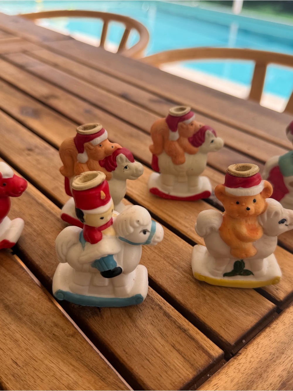 Vintage Porcelain Christmas Candle Holders - Set of 6 (Red, White, Green)